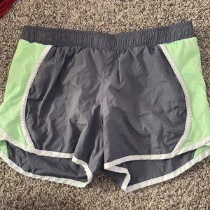 Grey and green athletic shorts